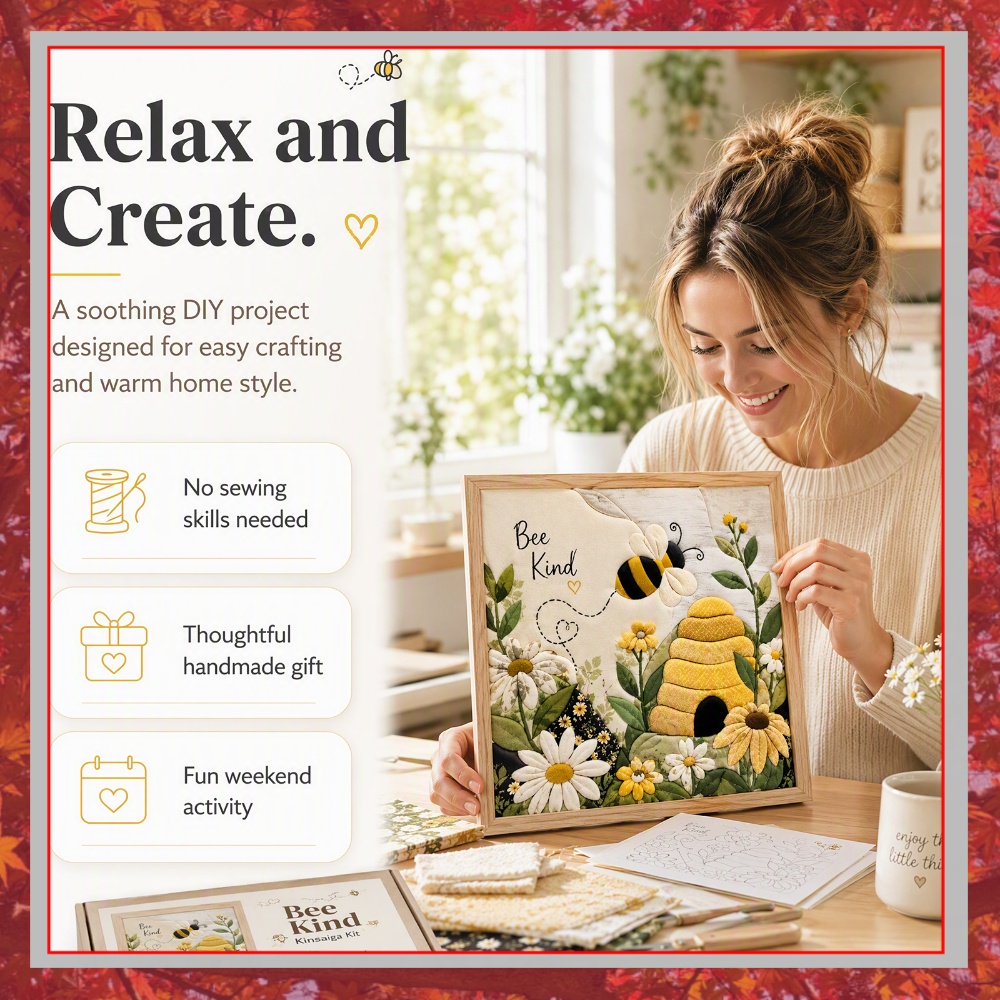 Bee Honeycomb Punch Needle DIY - Art Craft Kit ulasan dan harga