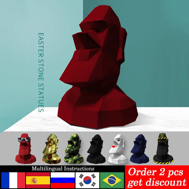 Large Size Easter Island Moai  - Art Craft Cardboard ulasan dan harga
