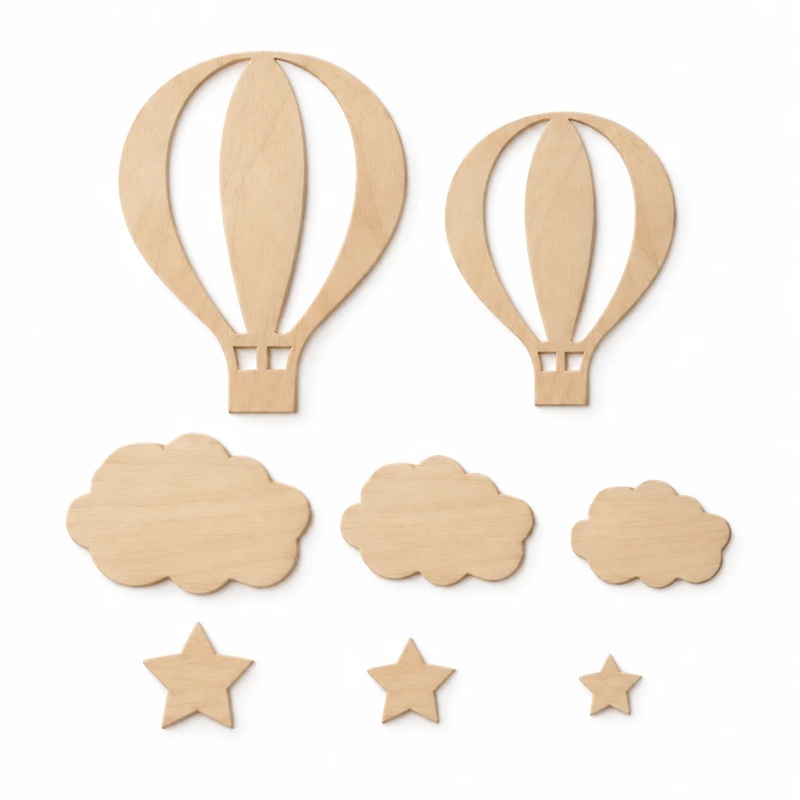 13-Piece Wooden Hot Air Balloo - Art And Craft For Nursery ulasan dan harga