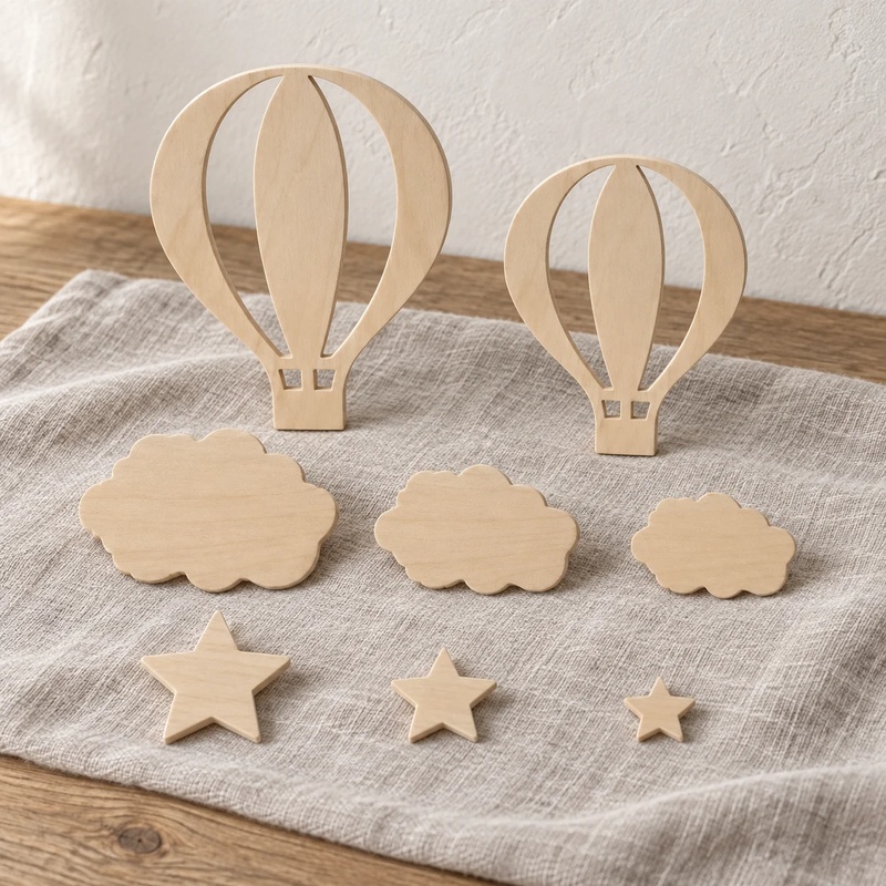 13-Piece Wooden Hot Air Balloo - Art And Craft For Nursery ulasan dan harga